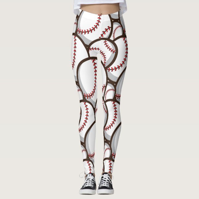 Leggings Baseball : Classique Motif sans couture (Devant)