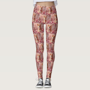 Leggings Basenji avec Rose - Saint Valentin
