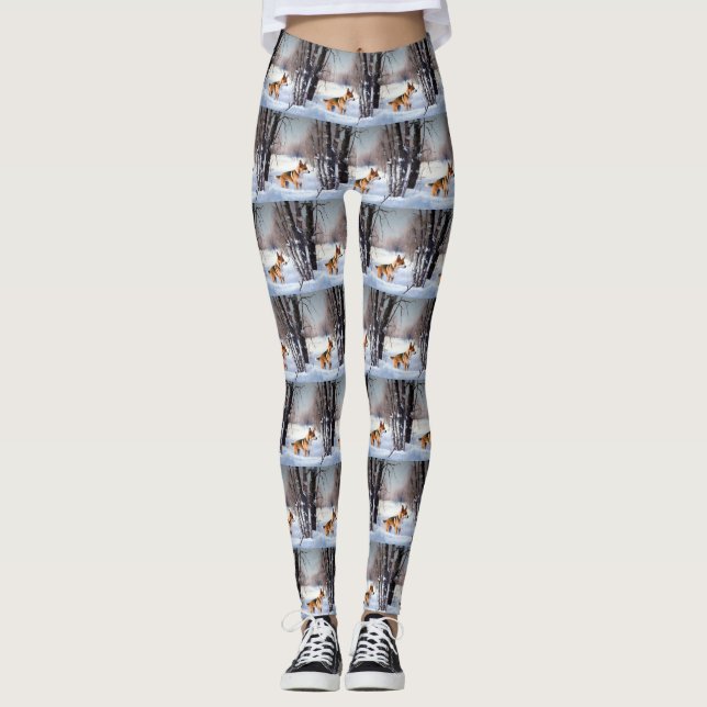 Leggings Basenji Laissez Tomber la Neige Noël (Devant)