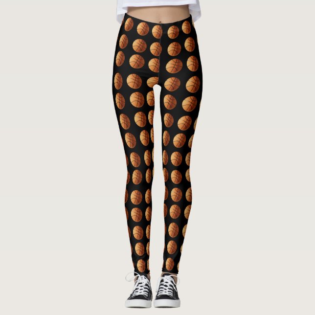 Leggings Basket Orange Sur Noir, (Devant)