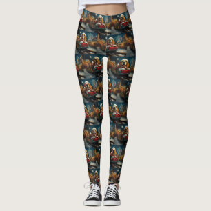 Leggings Basset Hound Chien Montagnes Russes Noël
