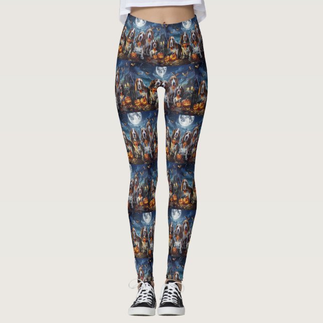 Leggings Basset Hound Halloween Effrayant (Devant)
