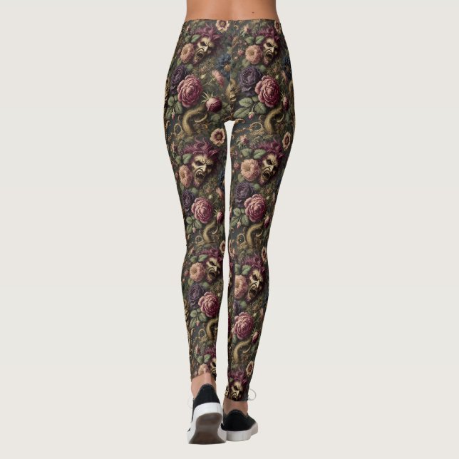 Leggings Batailles et fleurs baroques - gothique victorien (Dos)