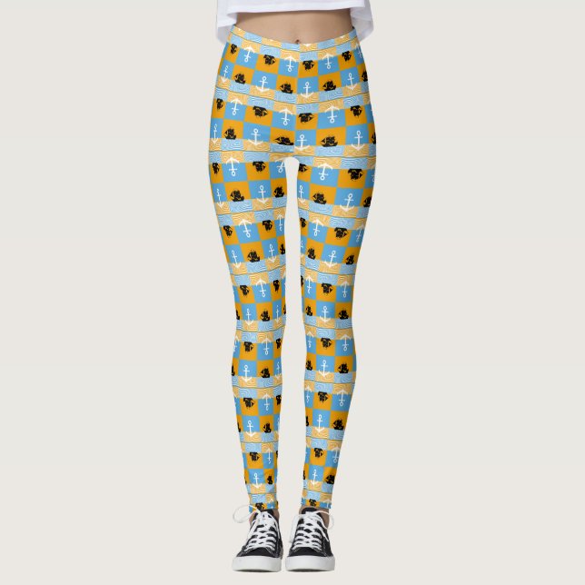 Leggings Bateau à voile et motif d'ancre (Devant)