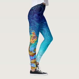 Leggings Bateau de dragon - dragon d'or dans l'eau