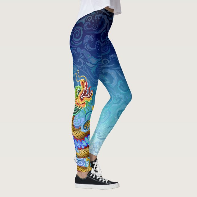 Leggings Bateau de dragon - dragon d'or dans l'eau (Droite)
