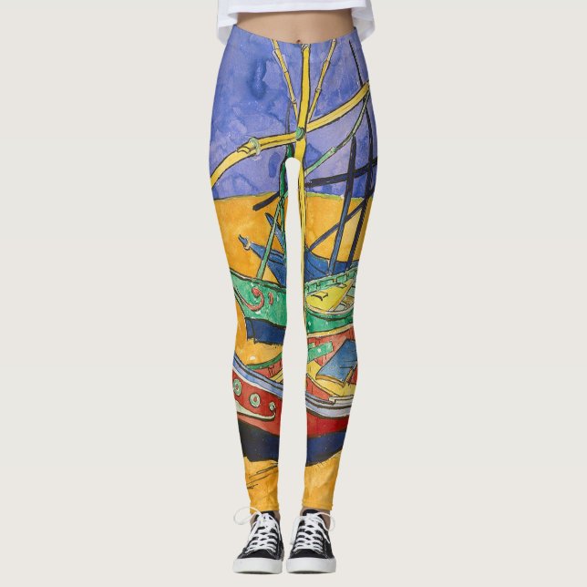 Leggings Bateaux de Van Gogh Impressionnisme Plage (Devant)