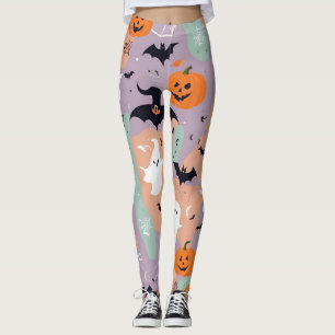 Leggings Bateaux violets et Halloween Éffrayant Citrouille