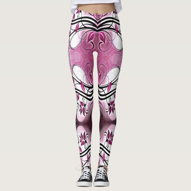 Leggings batik violet motif abstrait (Devant)