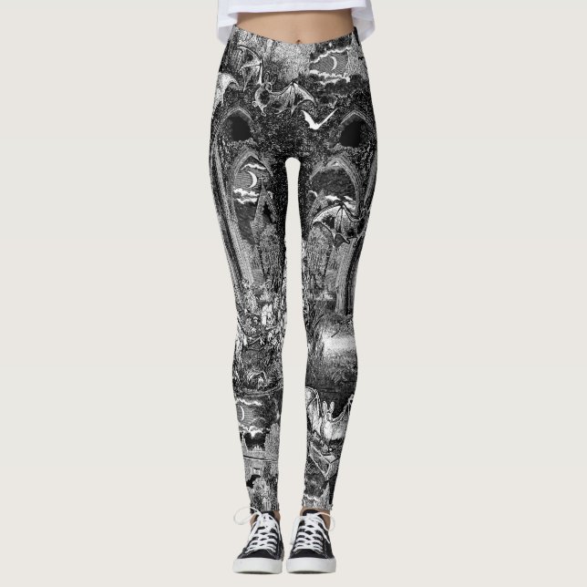 Leggings Bats extra Bats noir gothique Vampires Graves en c (Devant)