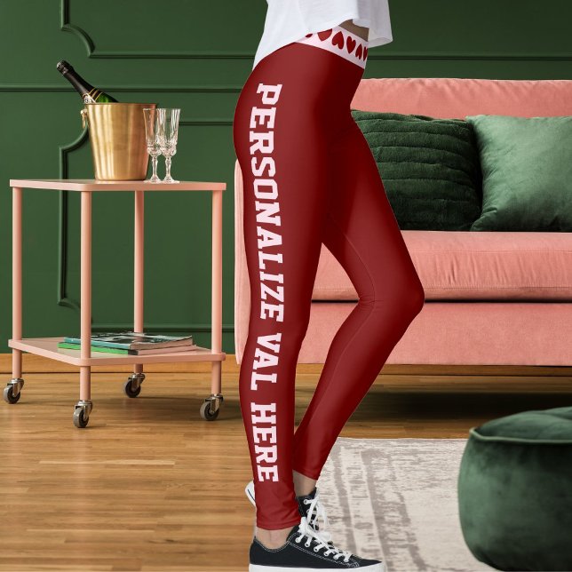 Leggings Be My Valentine Day Love Red Pink Personalize Gift (Créateur téléchargé)