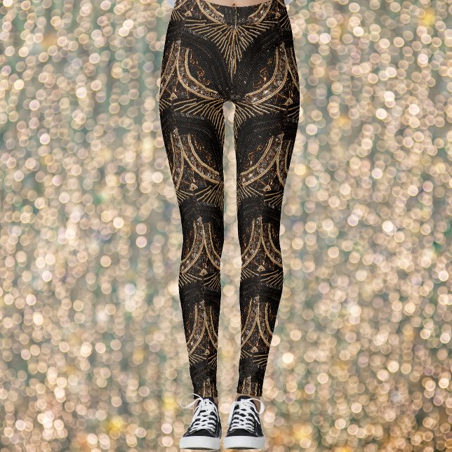 Leggings Bead Look ART DECO 1920s Era : Black & Gold (Créateur téléchargé)