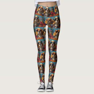 Leggings Beagle aux roses du cœur Saint-Valentin