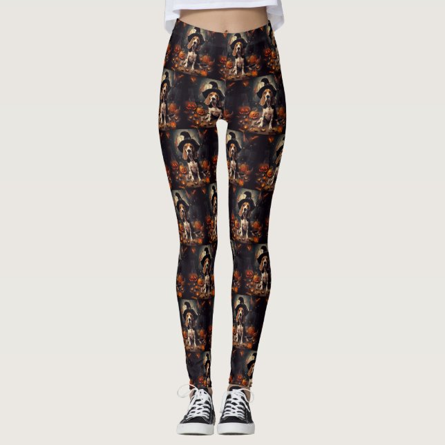 Leggings Beagle Citrouille Halloween effroi (Devant)