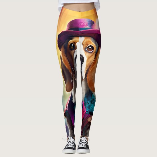 Leggings Beagle en costume vibrant (Devant)