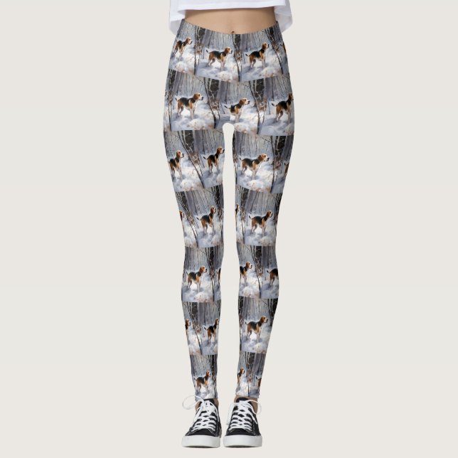 Leggings Beagle Laisser Neige Noël (Devant)