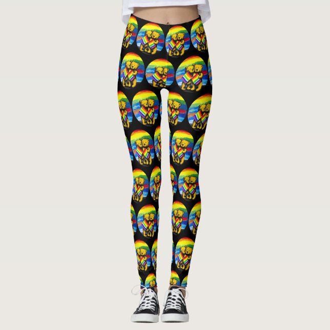 Leggings Bears Love Couple LGBT Arc-en-ciel (Devant)