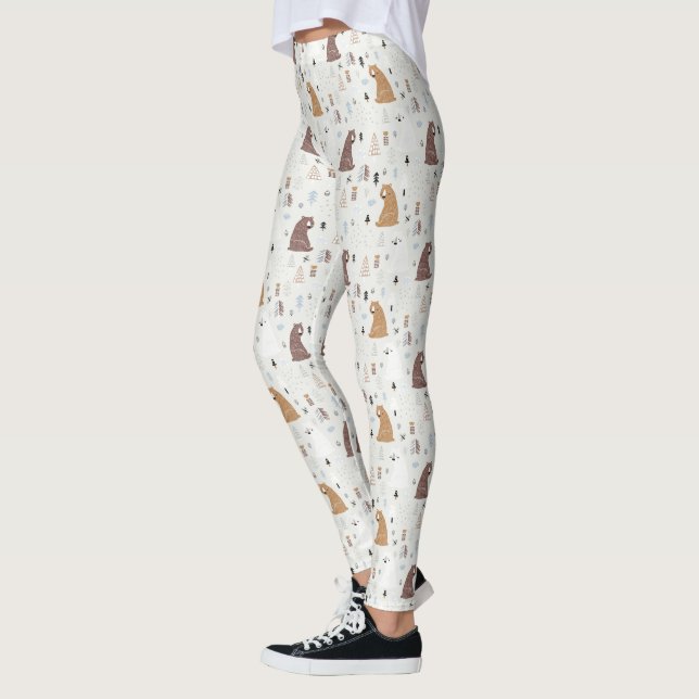 Leggings Bears mignonne dans le Motif Woods (Gauche)