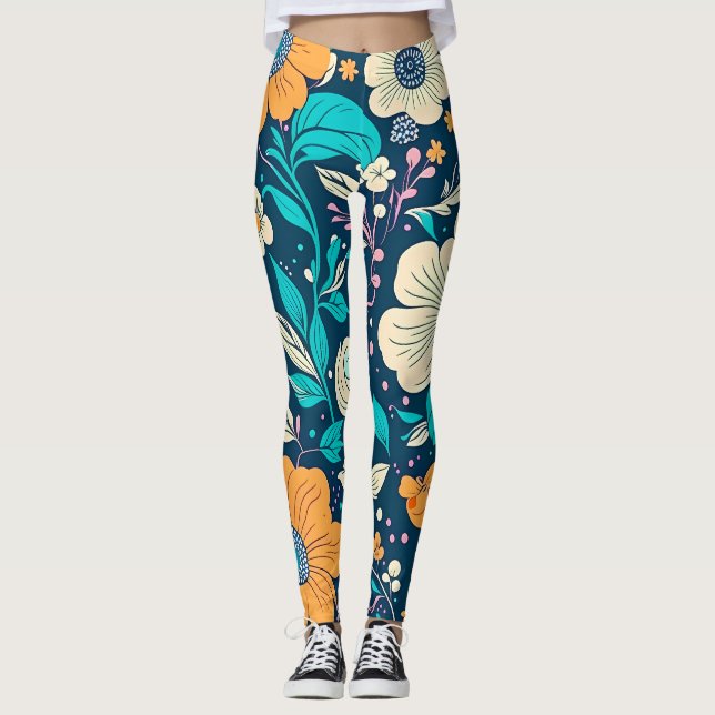 Leggings Beau Beau Floral Et Motif Sans Faille (Devant)