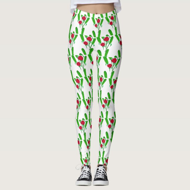 Leggings Beau bouquet de Pickle avec Roses Thunder_Cove (Devant)