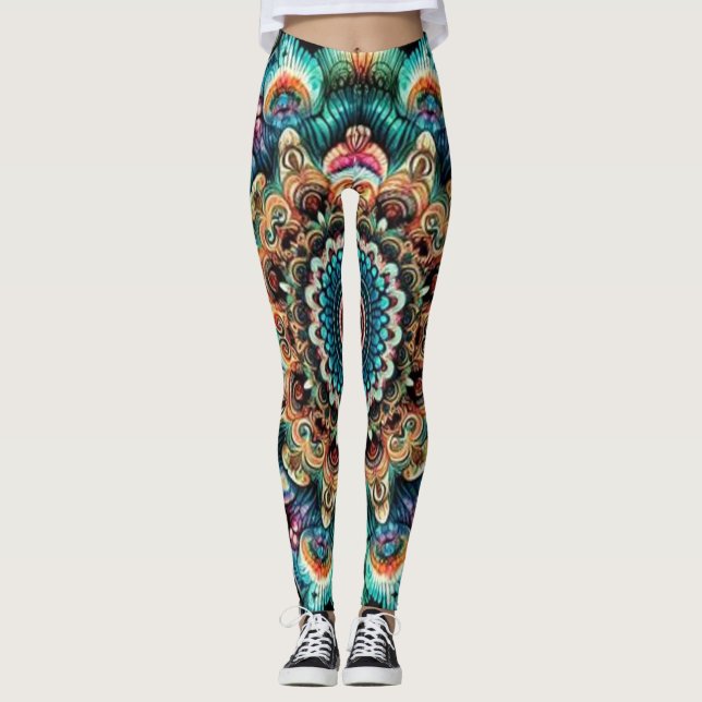 Leggings Beau Cercles psychédéliques ajustés Jambes (Devant)