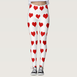 Leggings Beau coeur rouge imprimé blanc
