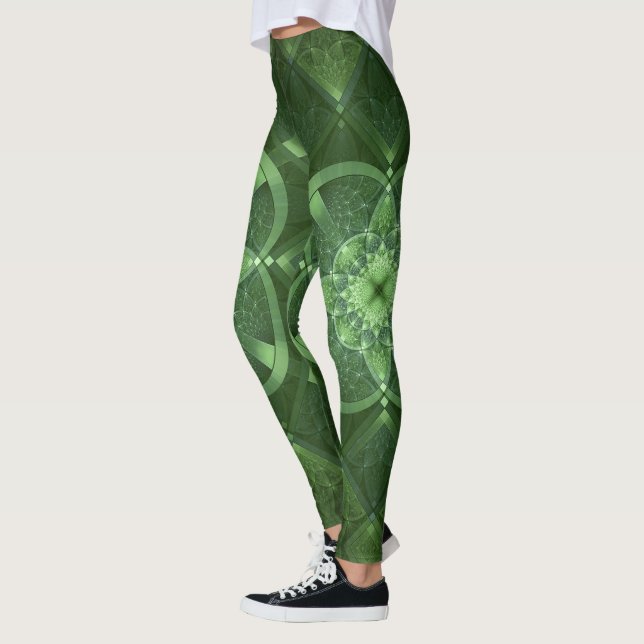 Leggings Beau Motif Celtique Fractal Green (Gauche)