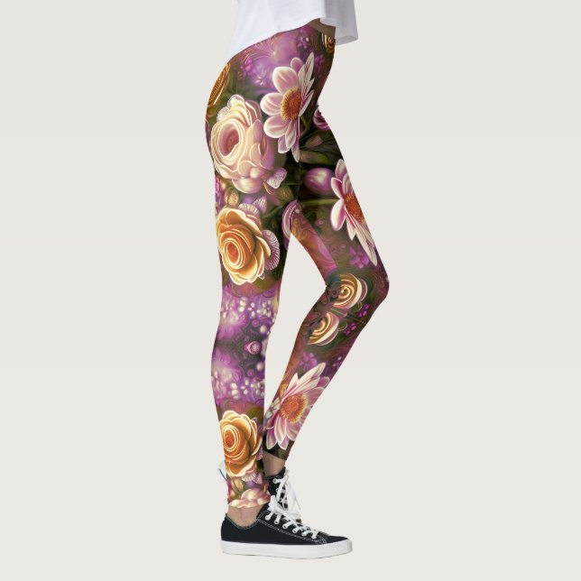 Leggings Beau Motif de fleurs acryliques (Droite)