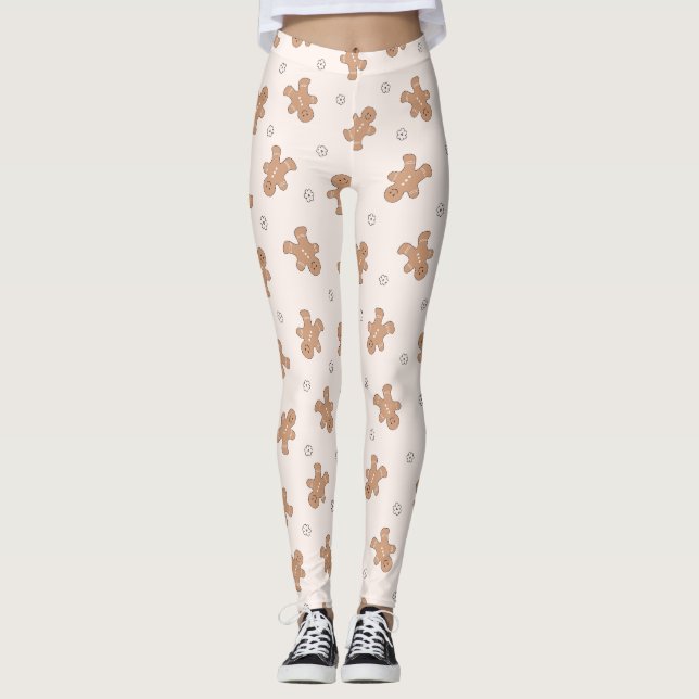 Leggings Beau Motif de pain d'épices de Noël (Devant)