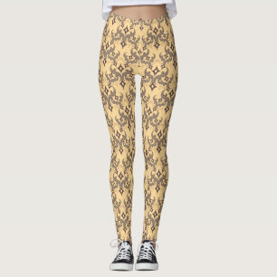 Leggings Beau motif ethnique de Damas pointillisme
