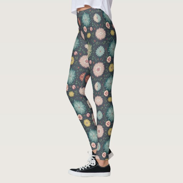 Leggings Beau motif fleuri multicolore (Gauche)