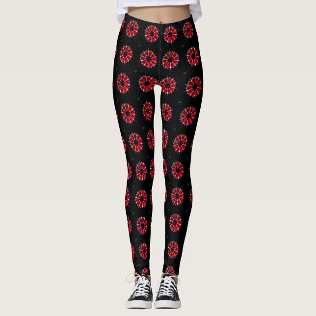 Leggings beau noir grand polkadot motif design (Devant)