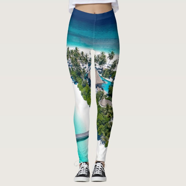 Leggings Beau Paysage De Plage (Devant)