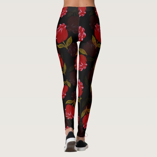 Leggings Beau Rouge translucide rose motif de broderie (Dos)