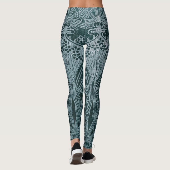 Leggings Beau, turquoise argent, motif de nouveau d'art, (Dos)