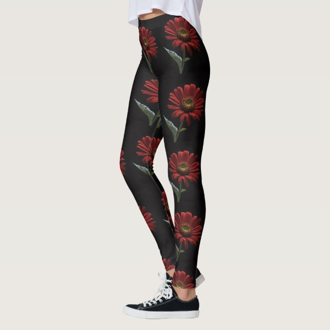 Leggings "Beauté audacieuse : une simple marguerite rouge s (Gauche)