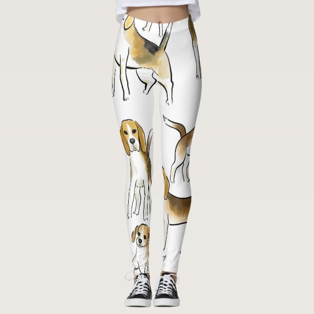 Leggings Beauté beagle : Motif de chien aquarelle (Devant)