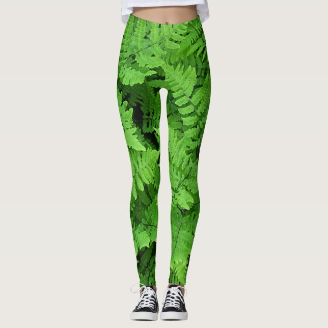 Leggings Beauté de fougères vertes (Devant)