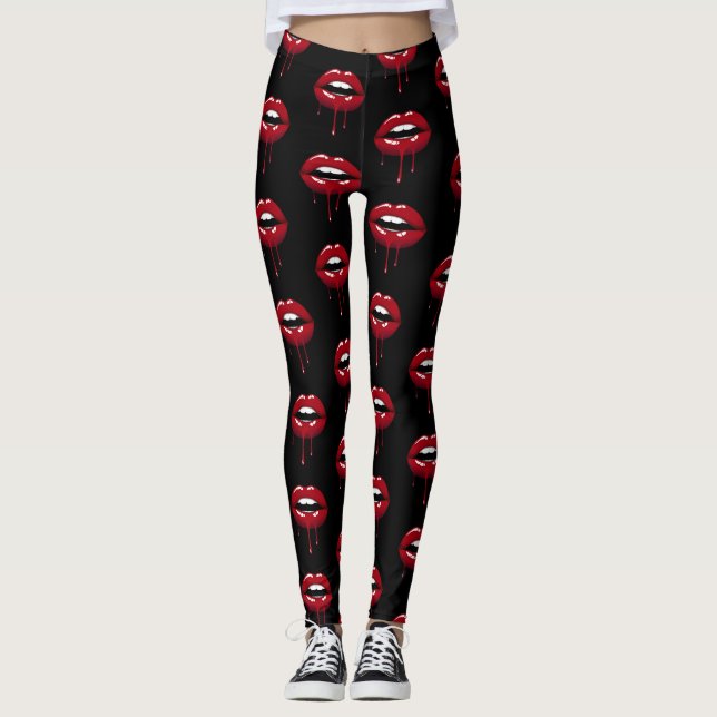 Leggings Beauté de Luxe Glam Rouge Goutte à Goutte Lèvres q (Devant)
