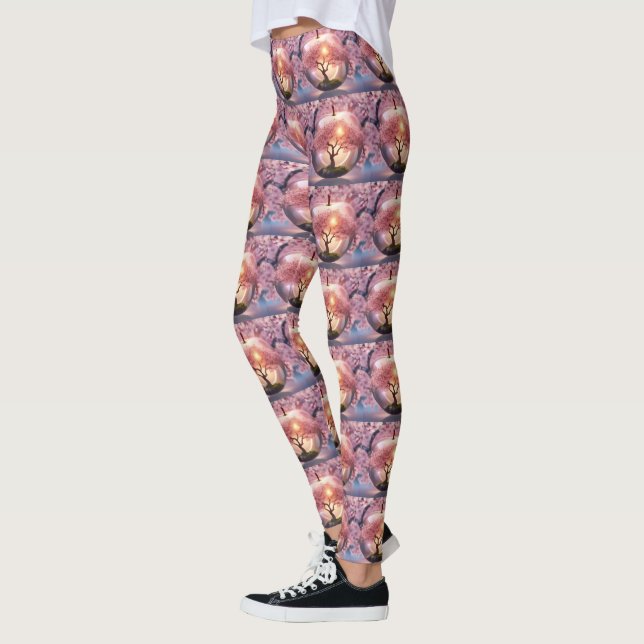 Leggings "Beauté réfléchie : Pomme de verre avec arbre en f (Gauche)