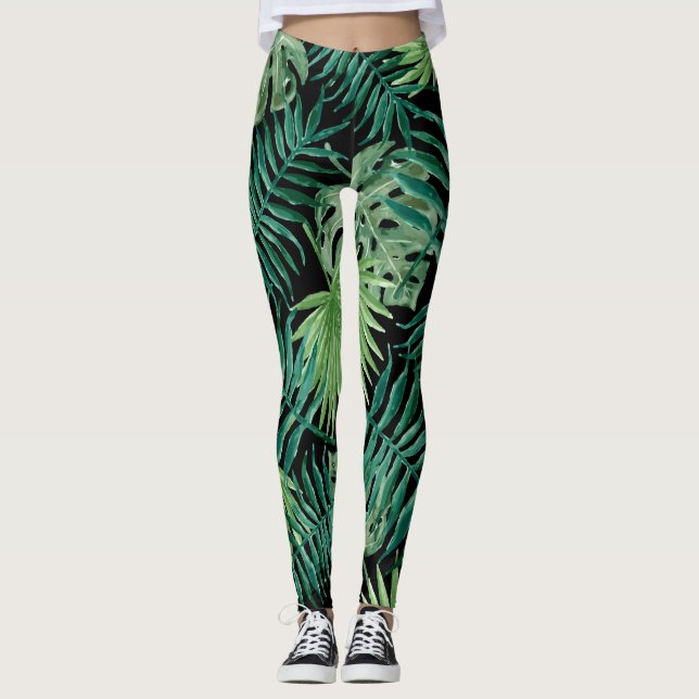 Leggings Beaux feuilles de palmiers (Devant)