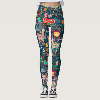 Leggings Beaux lamas sur les guêtres bleues