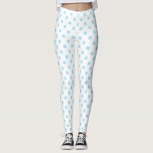 Leggings Bébé bleu croix coutures sur blanc