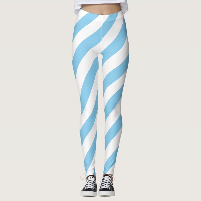 Leggings Bébé Bleu et Blanc Grandes Dimensions Diagonales (Devant)