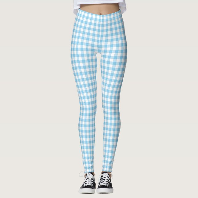 Leggings Bébé Bleu et blanc Petite taille En vichy Chèques (Devant)