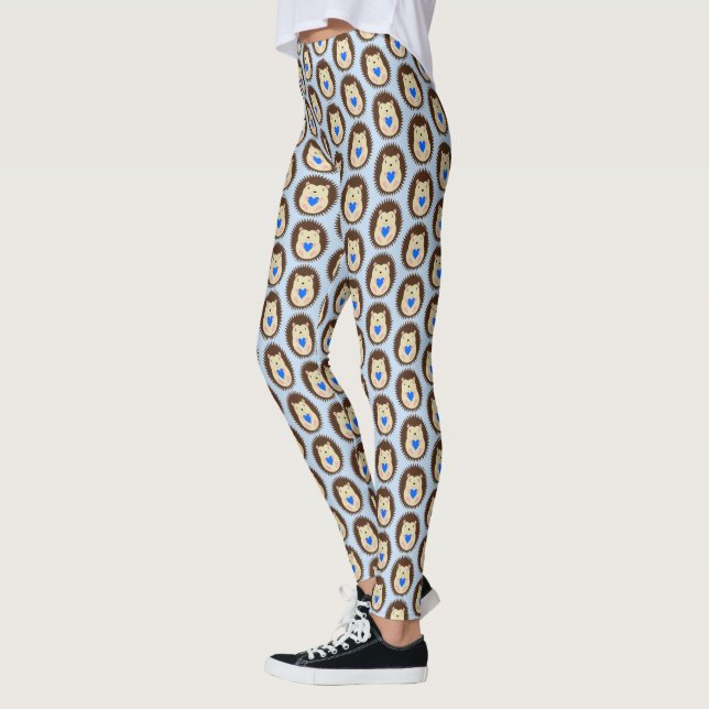 Leggings Bébé Garçon Cœur Hérisson Motif Bleu (Gauche)