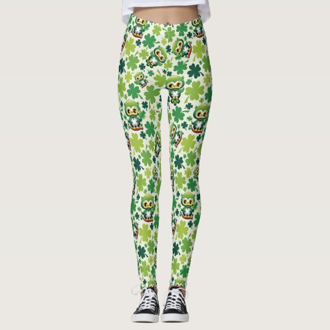 Leggings Bébé Hibou Mignon St Patrick Dessin Animé (Devant)