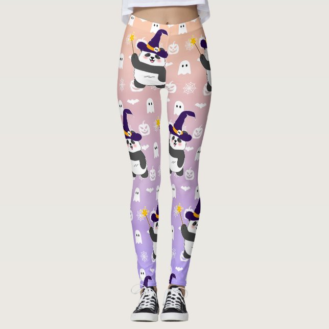 Leggings Bébé mignon de Halloween Panda sorcière magique (Devant)