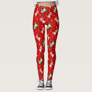 Leggings Bébé mignon pingouins Noël ou ski vacances Rouge