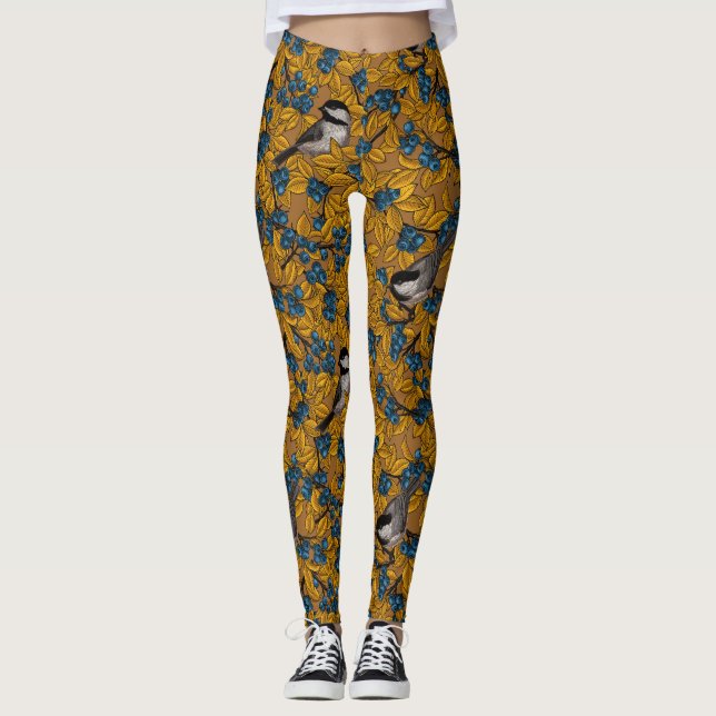 Leggings Bécasseaux sur les branches de bleuets (Devant)